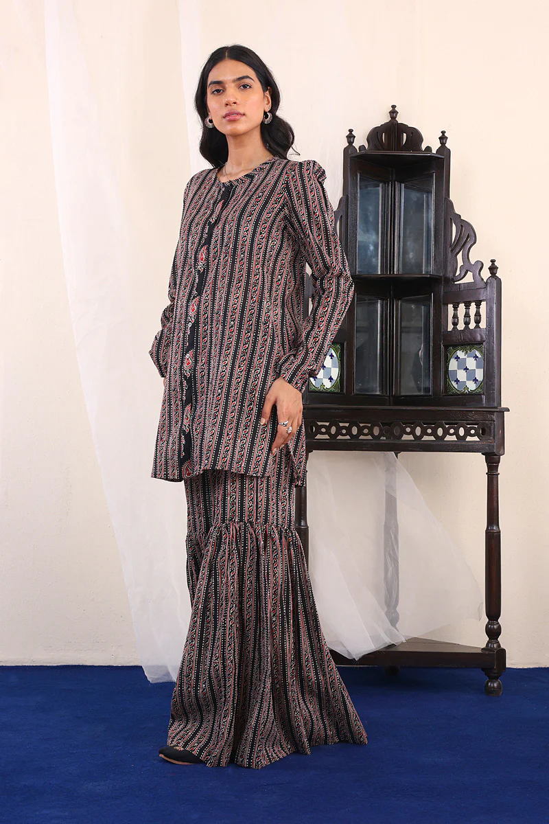 Ajrak Block Gharara Set - Image 3