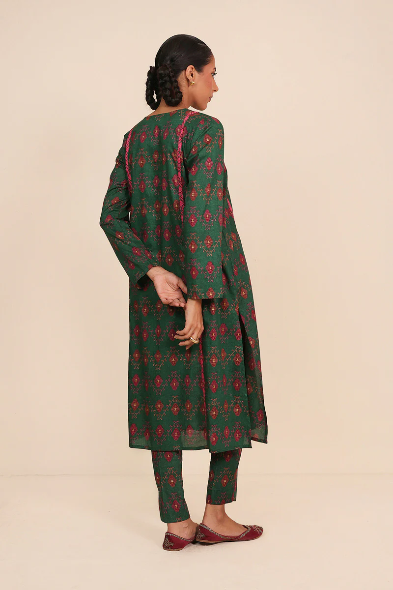 Panelled Phulkari 2 Piece - Image 4