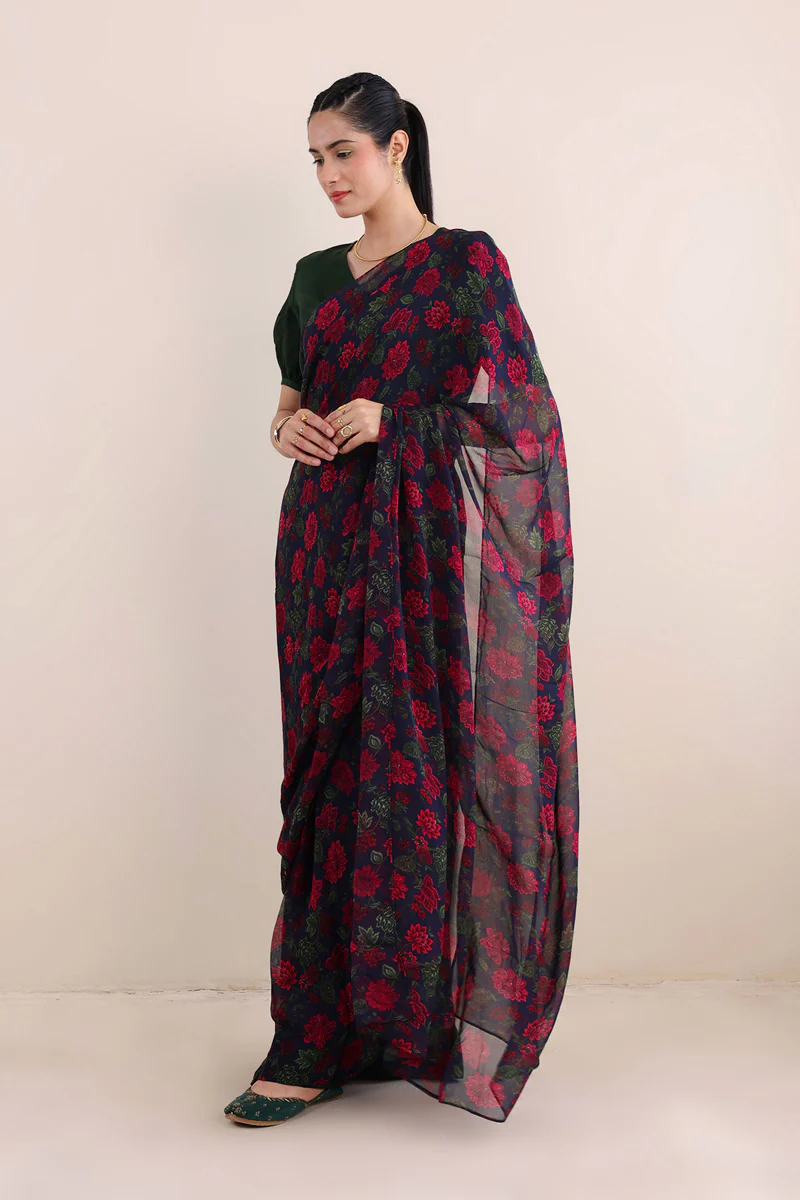 Gulaab Jaal Printed Sari - Image 3