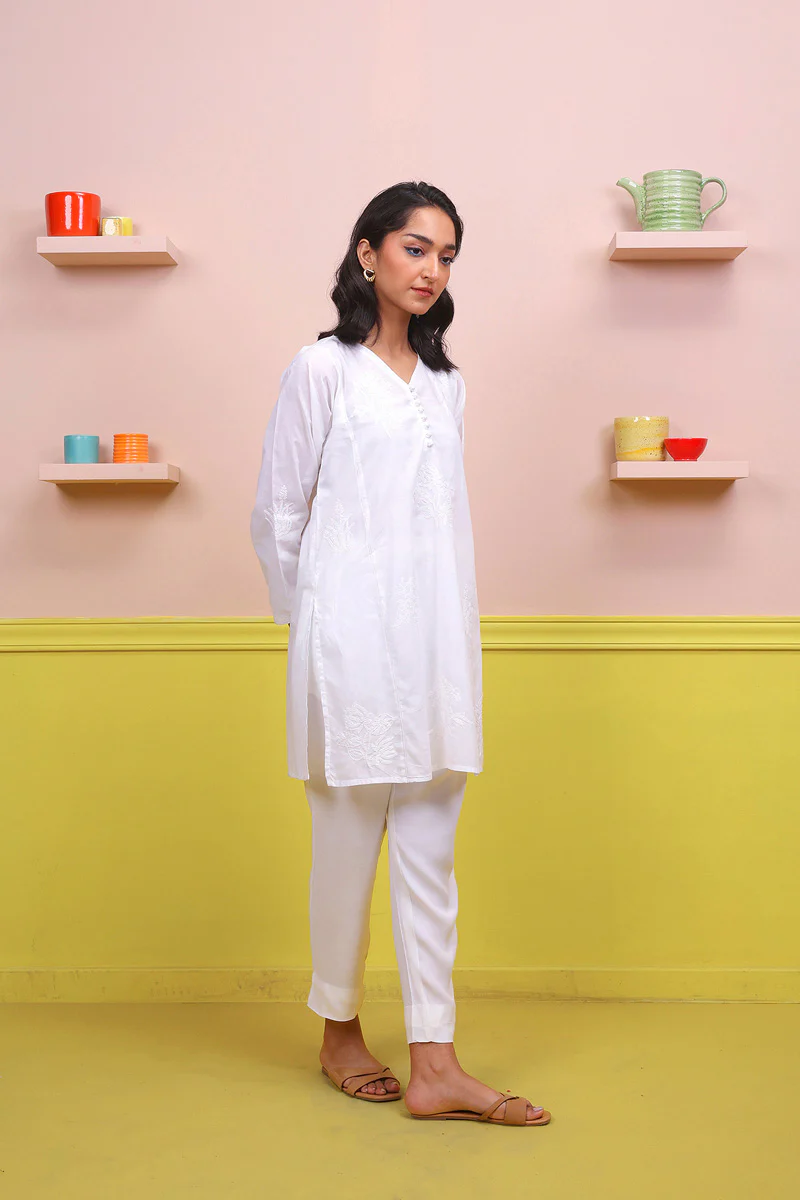 Urban Foliage Hand Embroidered Kurti - Image 3