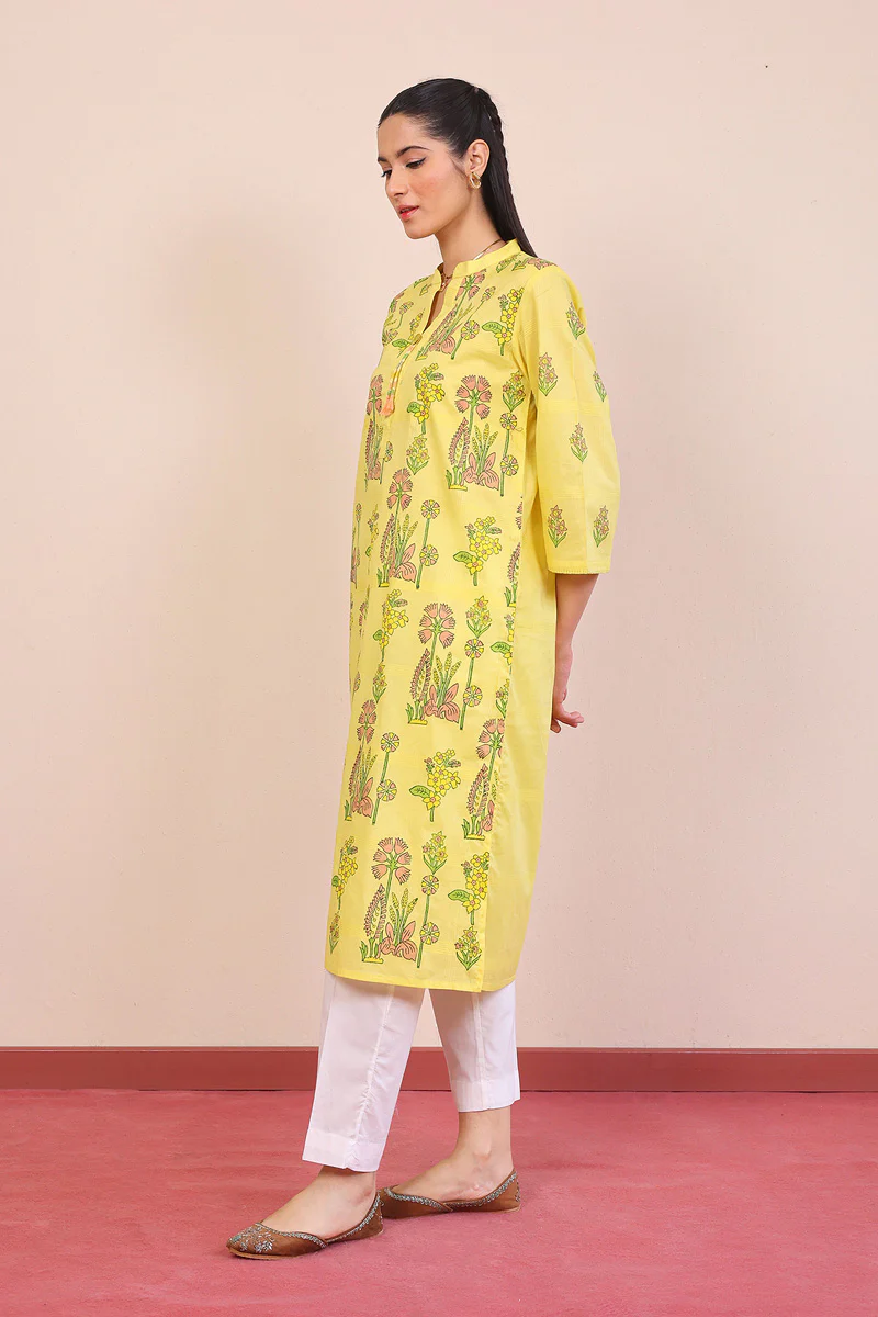 Tropic Splendour Blockprinted Kurta - Image 3