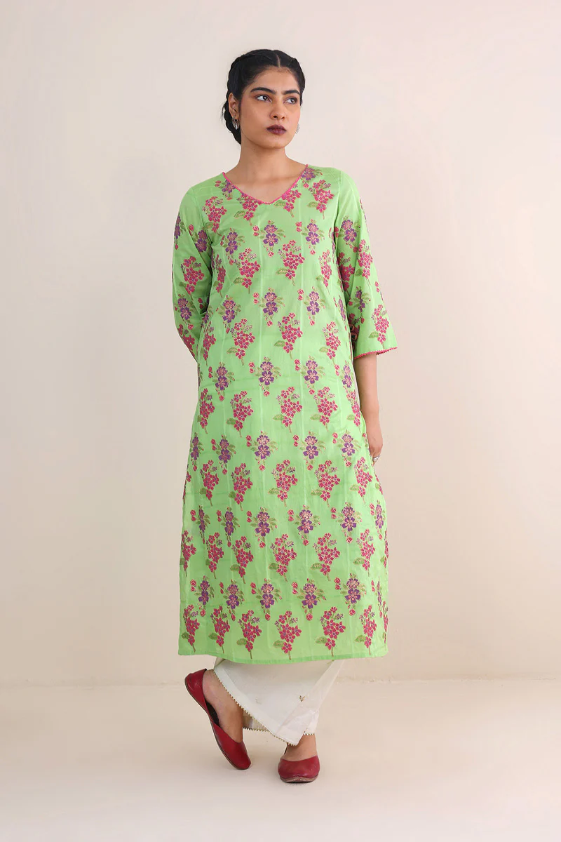 Tropic Splendour Handblocked Kurta - Image 5