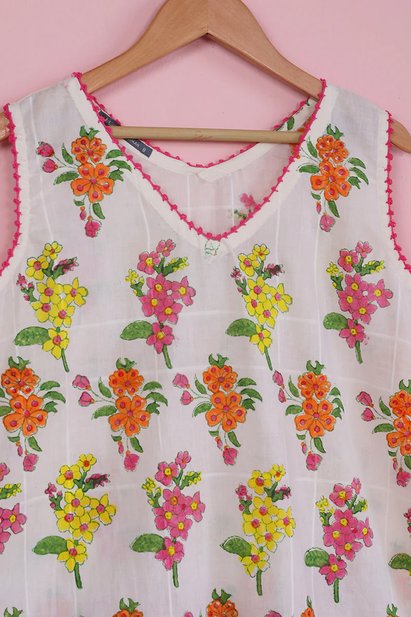 Tropic Splendour Handblock Printed Kurta - Image 4