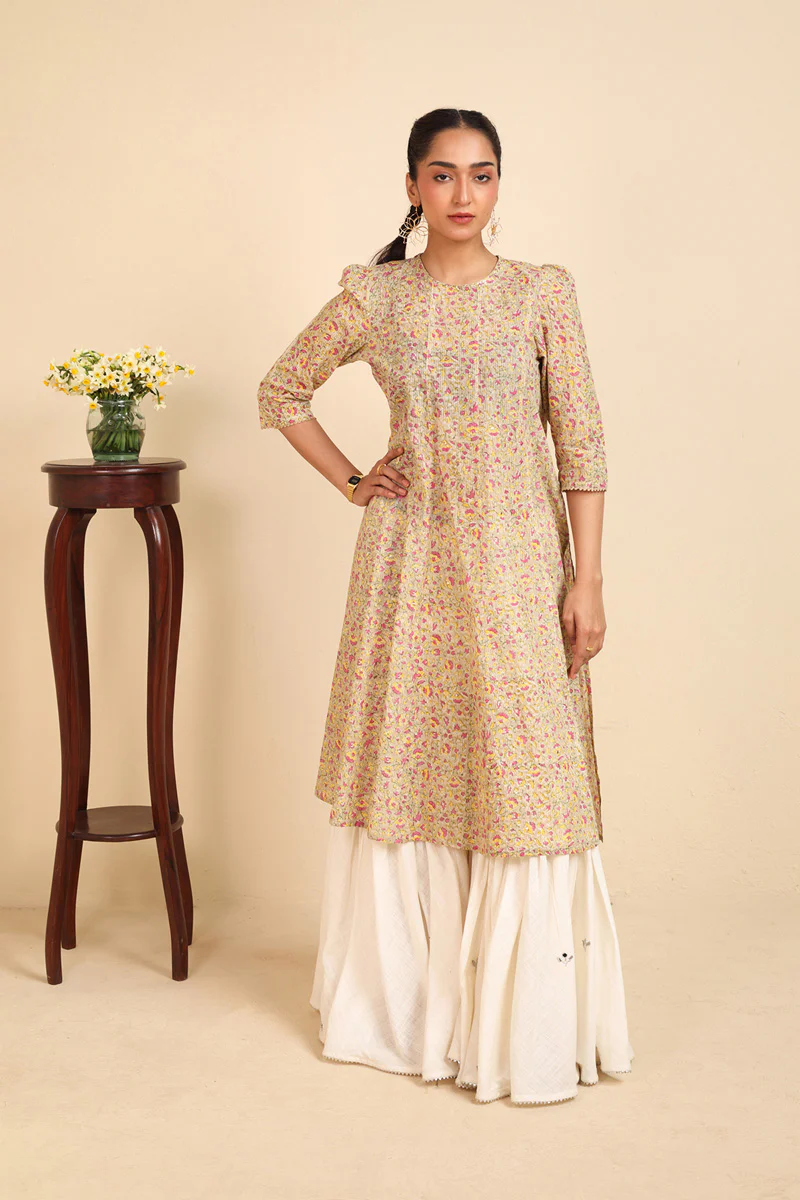 Block-Printed Flared Kurta - Image 2