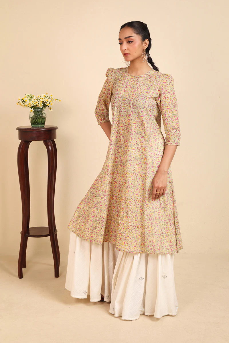 Block-Printed Flared Kurta - Image 3