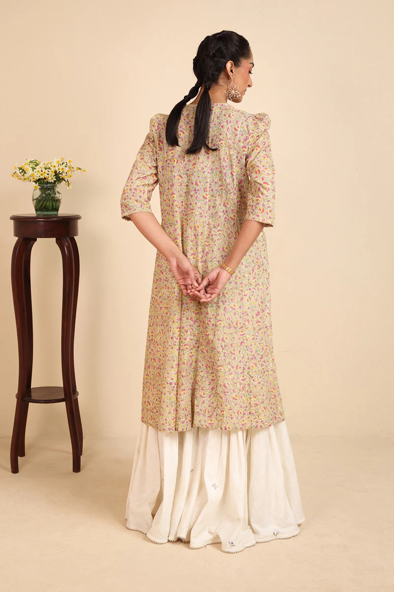 Block-Printed Flared Kurta - Image 4