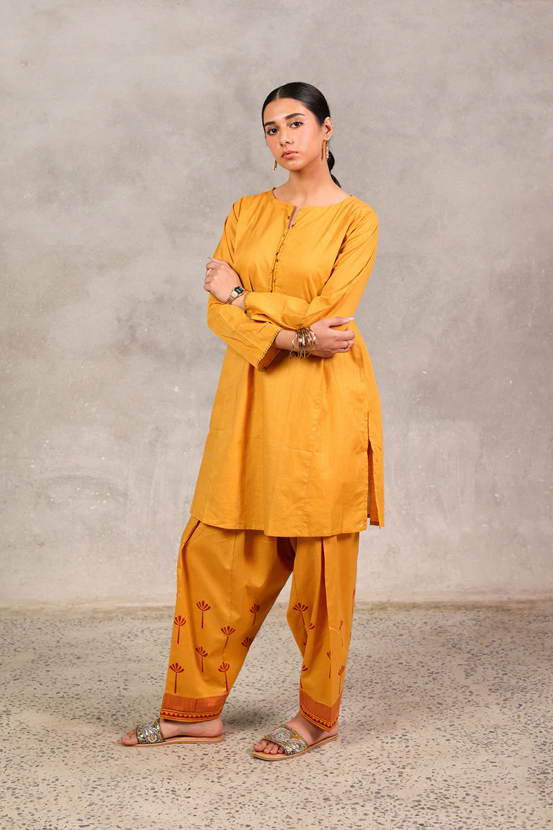 Block-Printed Tasseled 3-piece Suit - Image 4