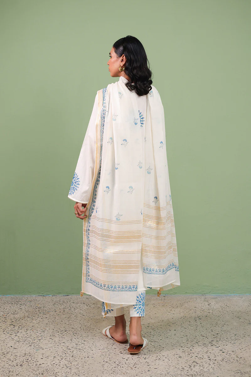 Block-Printed Anarkali 3 Piece Suit - Image 7