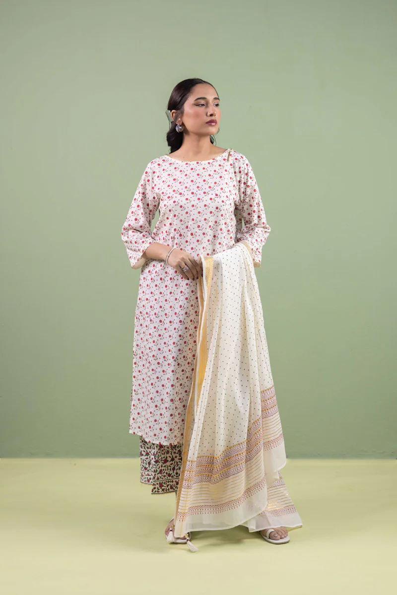 Anarkali Glided Block 3 Piece Suit - Image 3