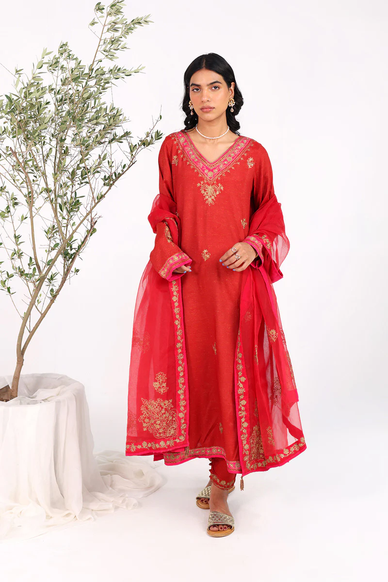 Hues of Ruby Red 3 Piece Suit