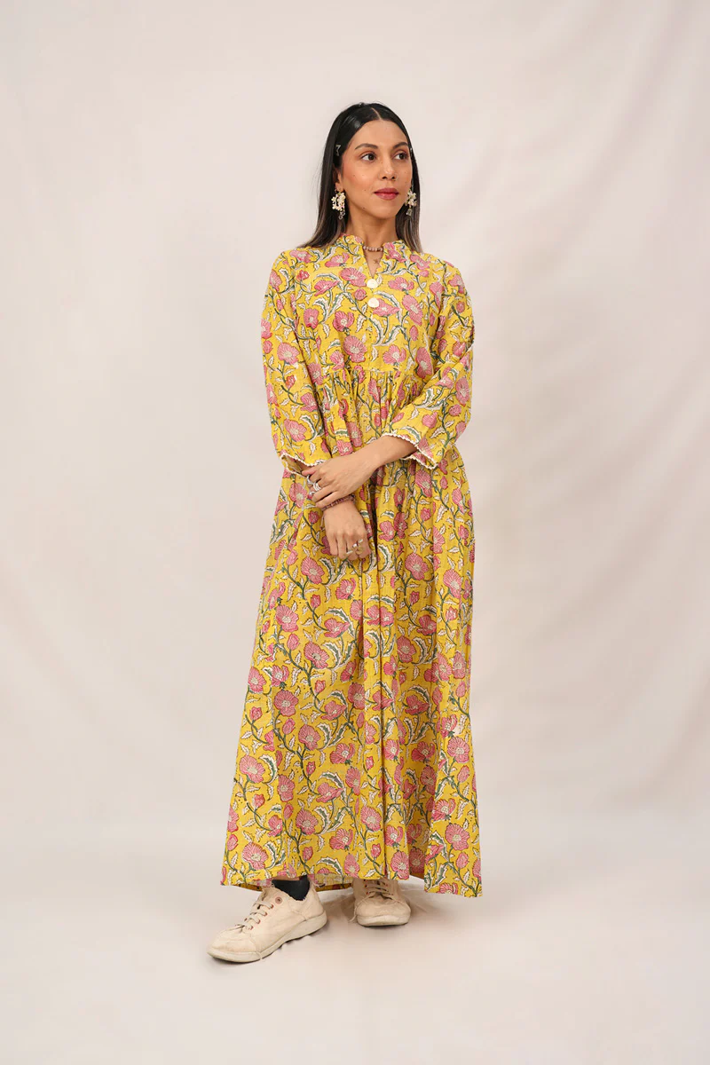 Amber Hand Block Printed Dastan Dress - Image 3
