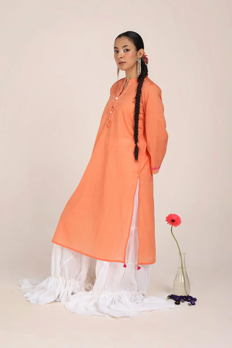 Rich-Textured Sea Foam Kurta - Image 3