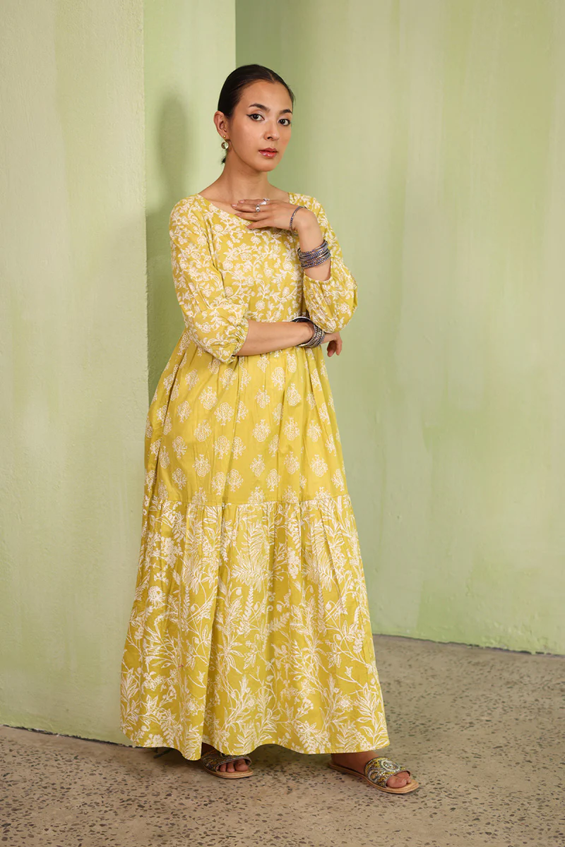 Sea Foam Flared Tiered Frock - Image 4