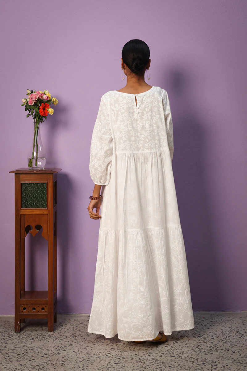 Sea Foam Flared Tiered Frock - Image 8