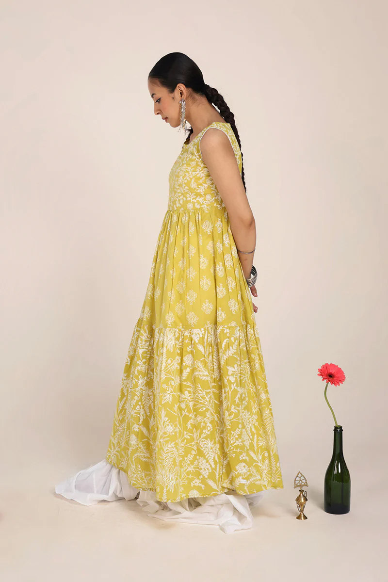 Sea Foam Aangan Tiered Frock - Image 3