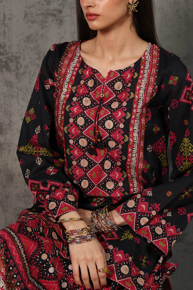 Printed Phulkari Skirt Set - Image 6