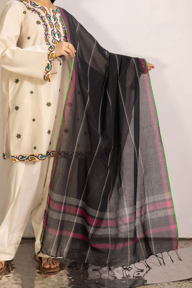 Blush Grid Dupatta - Image 2