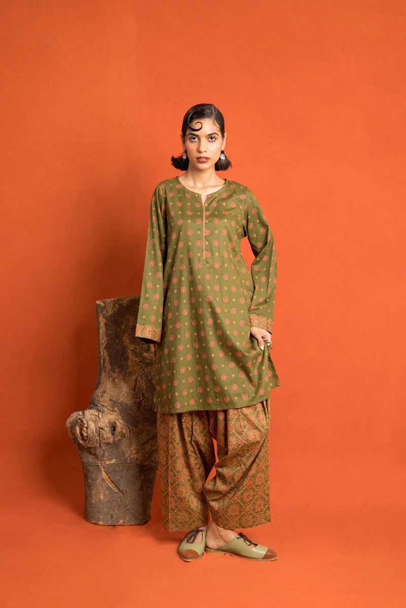 Ajrak Print Blocked 2 Piece - Image 5
