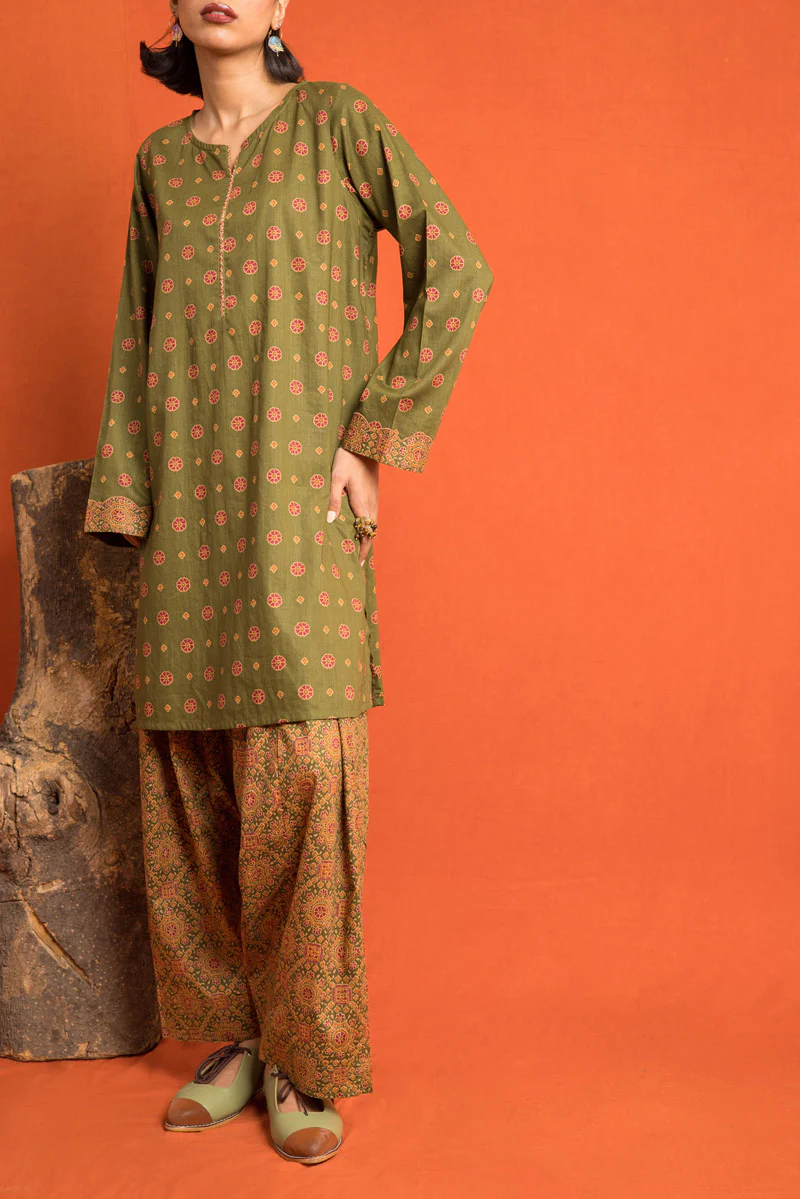 Ajrak Print Blocked 2 Piece - Image 7