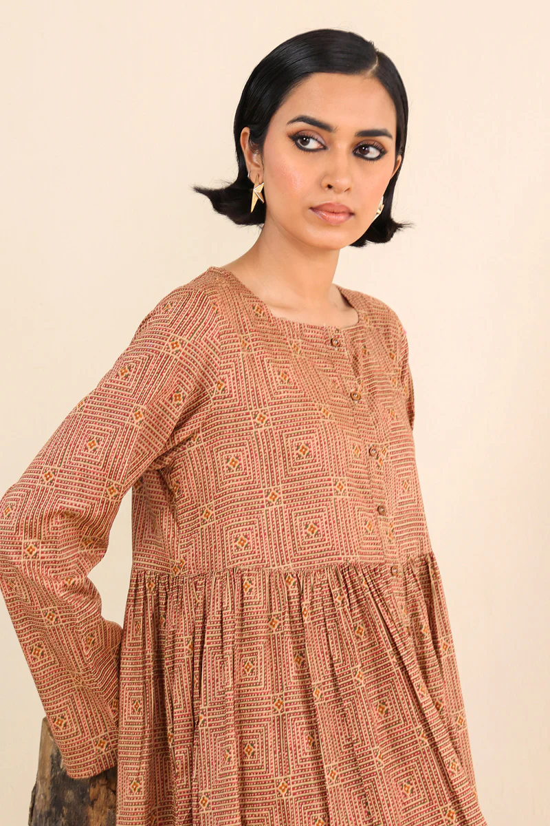 Ajrak Buttoned Dress - Image 7