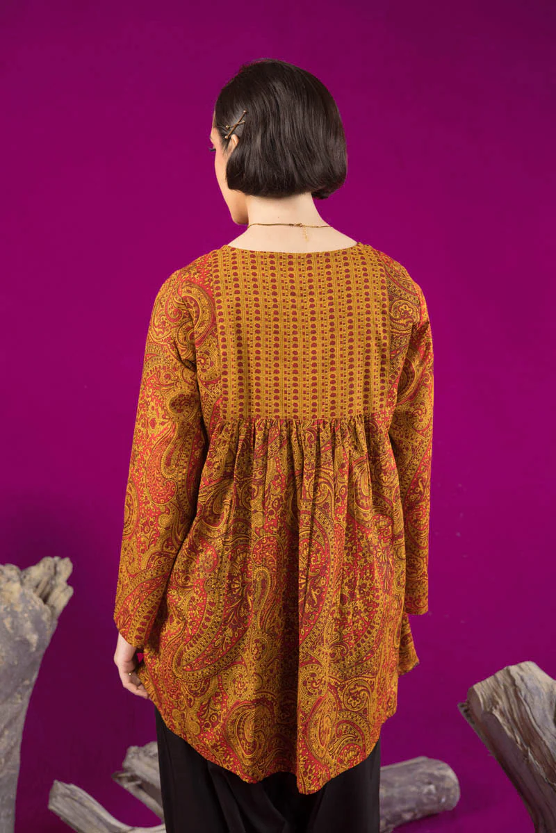 Print Blocked Boho Paisley Top - Image 10
