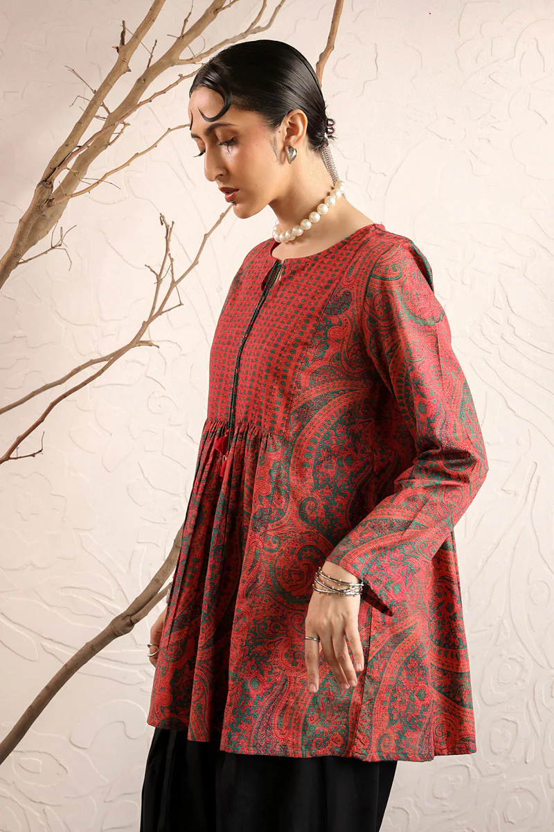 Print Blocked Boho Paisley Top - Image 3