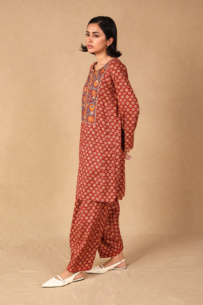 Print Blocked Shahgul 2 Piece - Image 3