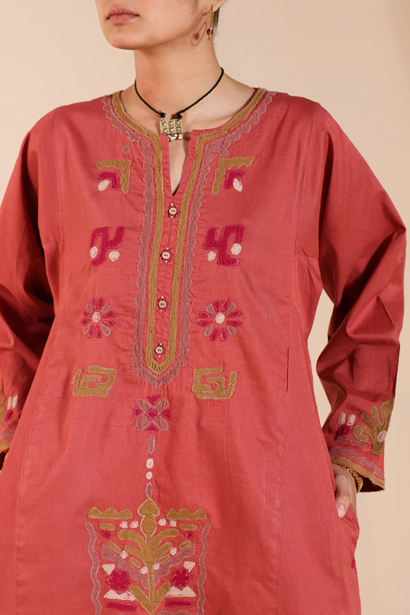 African Collage Appliqued Kurta - Image 8