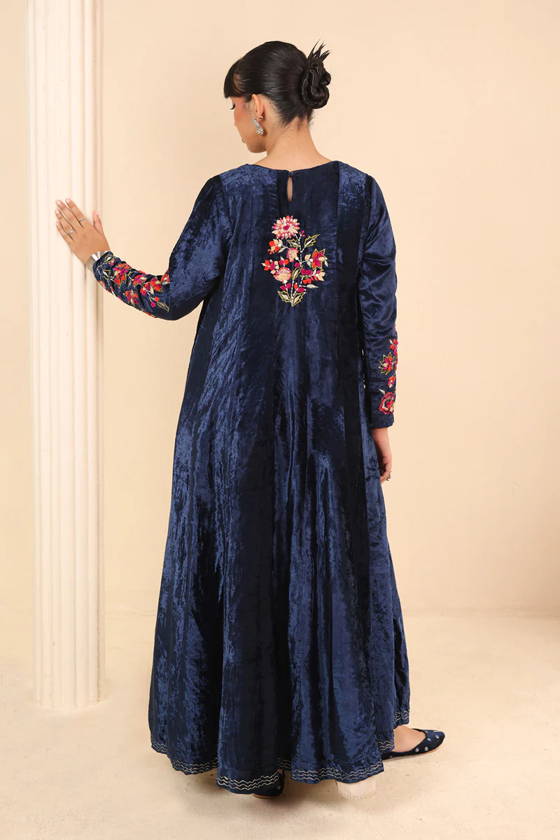 Mignight Blue Marorri Velvet Anarkali - Image 6