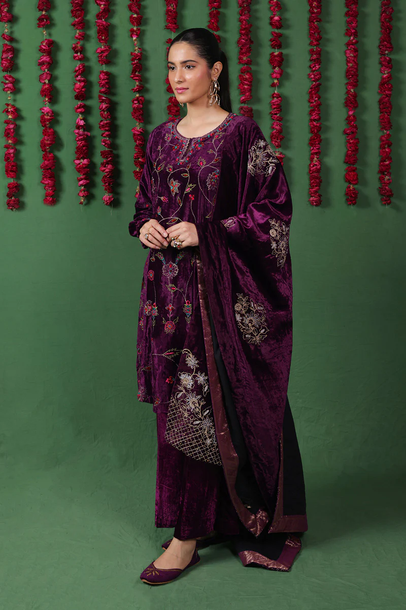 Aubergine Velvet Shawl - Image 5