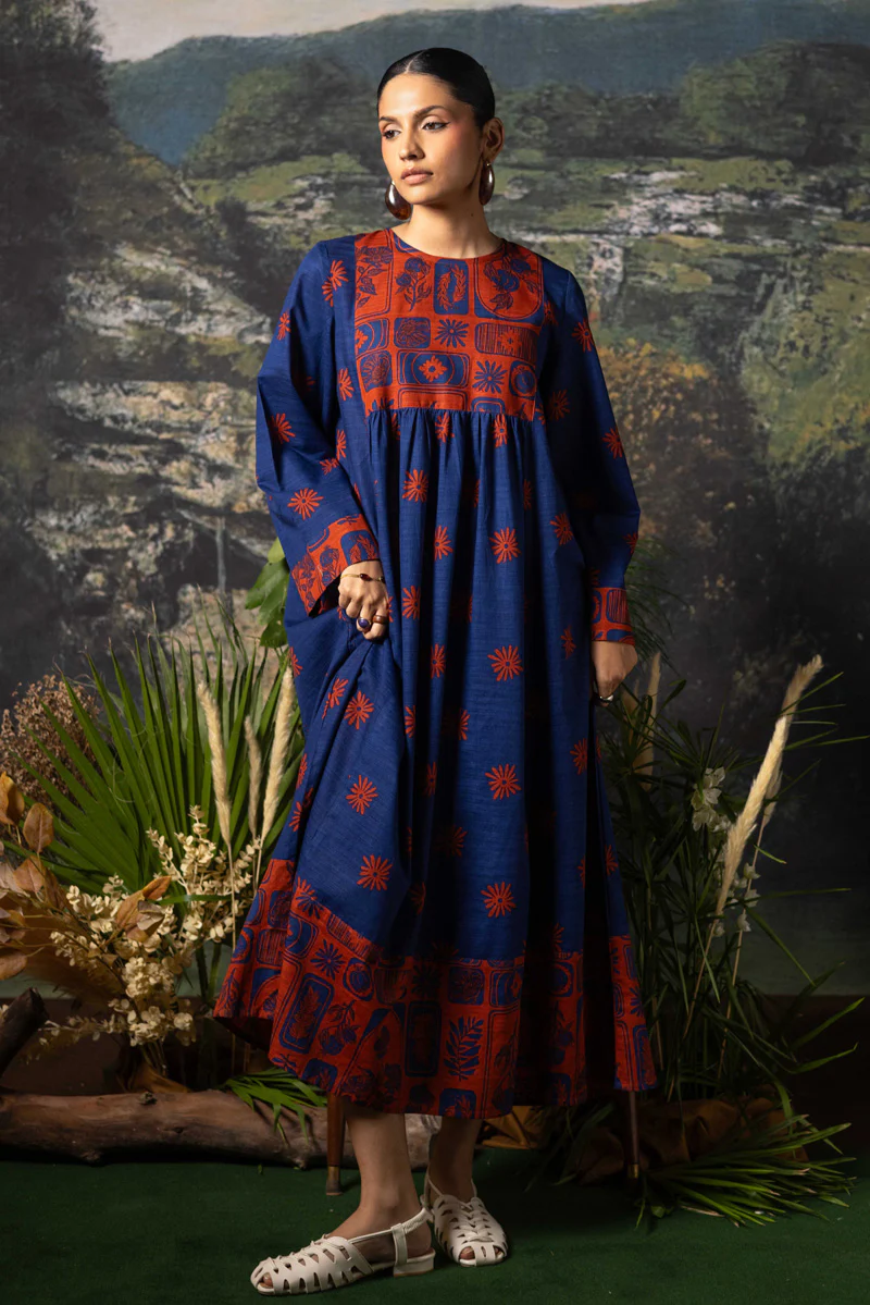 Linocut Cascade Dress - Image 8