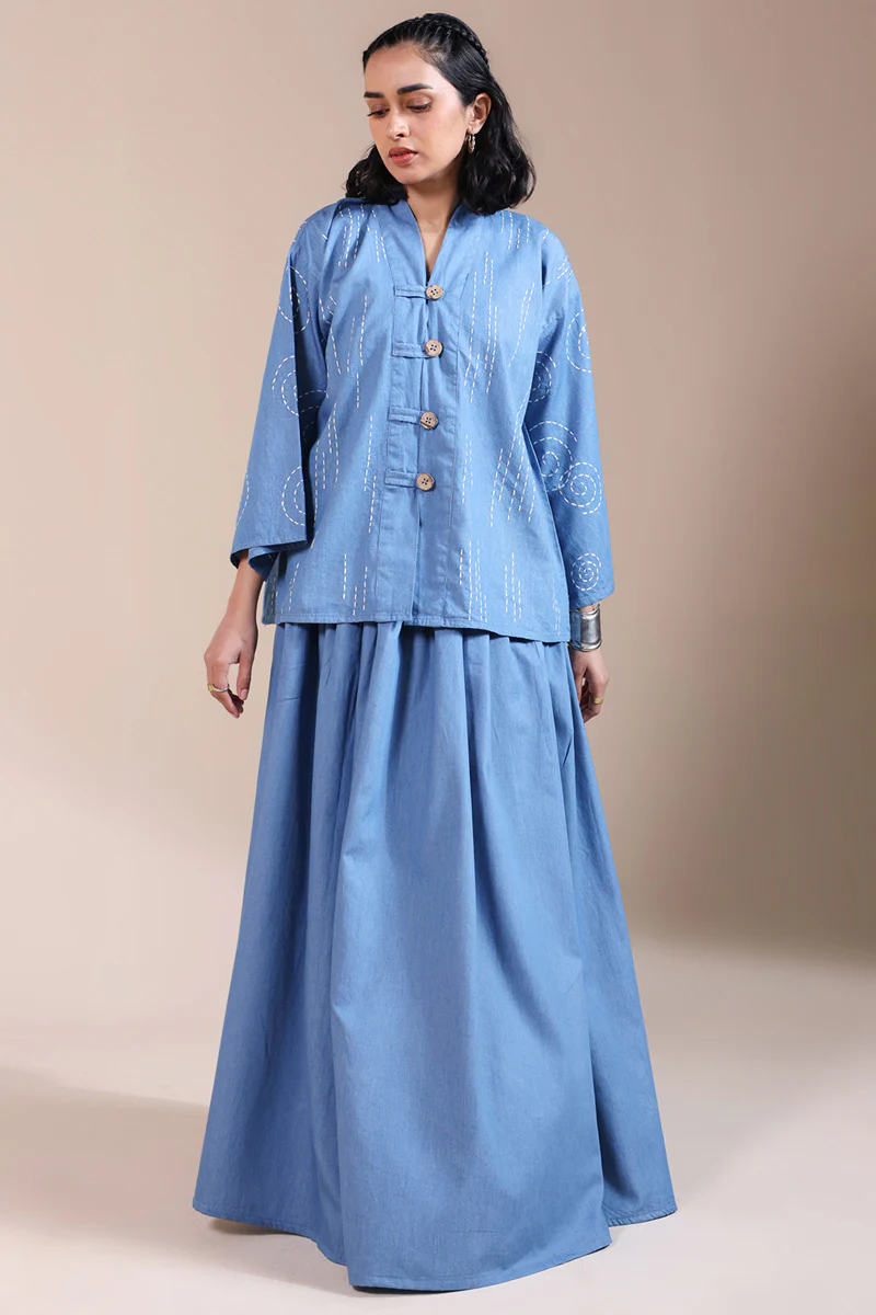 Sashiko Pattern Skirt Set - Image 3