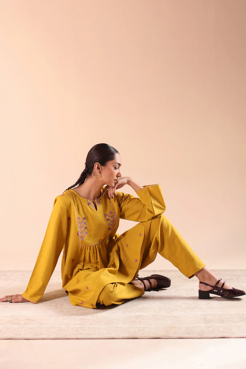 Embroidered Damask Flared Set - Image 3