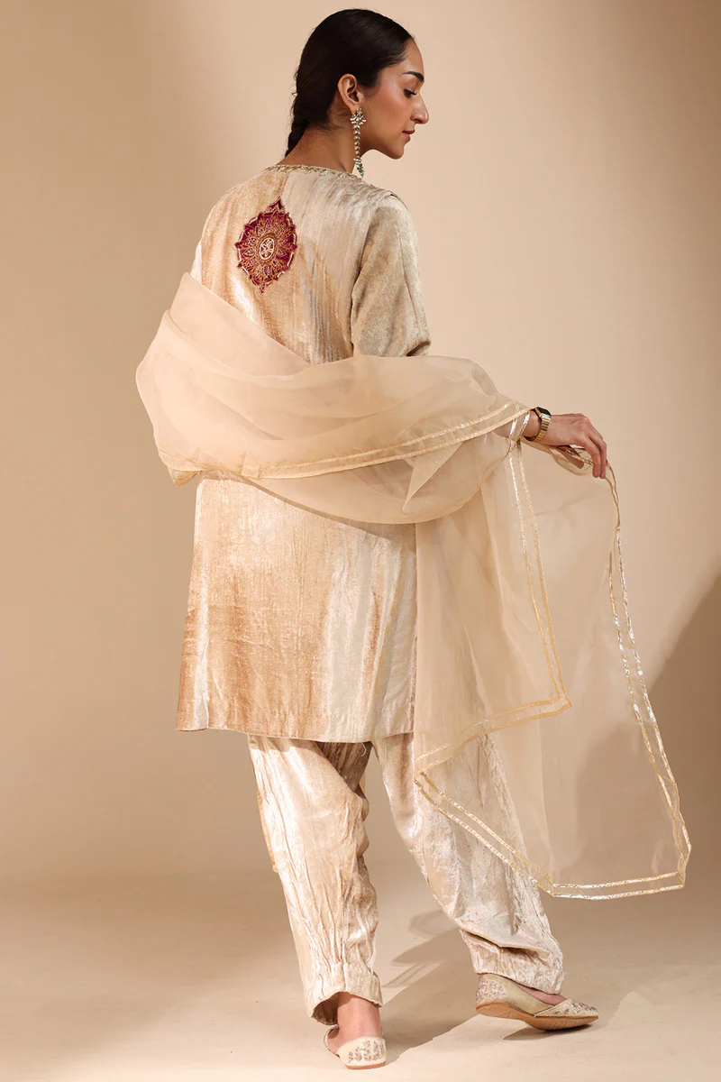 Gilded Velvet Bahaar Koti Ensemble - Image 5