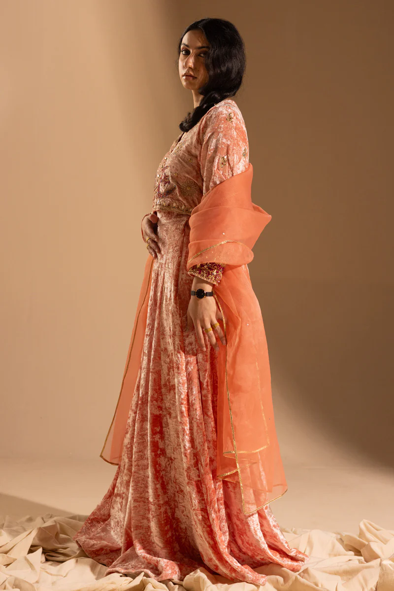Chand Tara Velvet 3-Piece Lehnga Set - Image 11