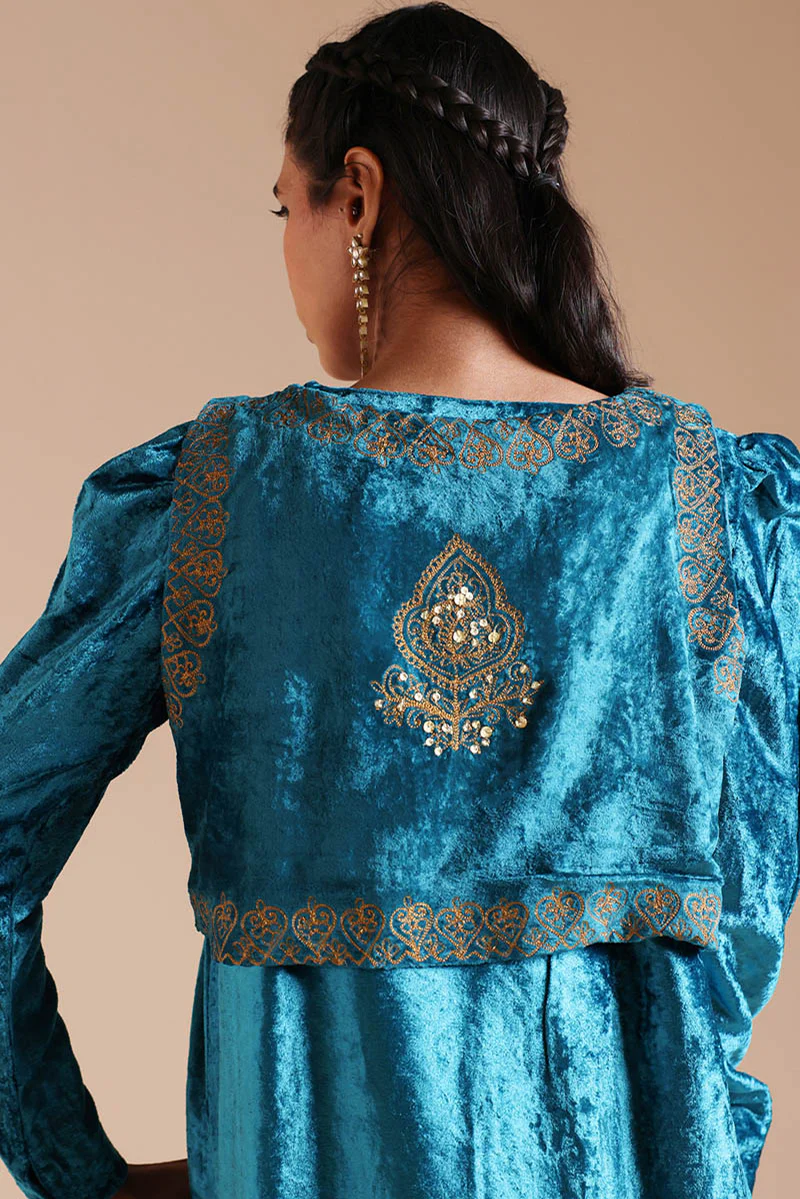 Velvet 3-Piece Koti Gharara Set - Image 4