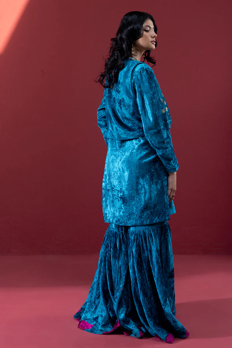 Velvet Koti Gharara Ensemble - Image 6