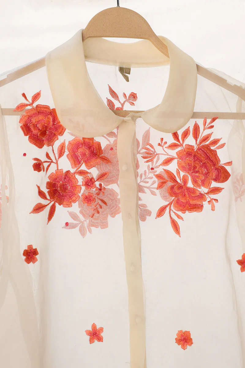 Ivory Rose Embroidered Shirt - Image 2