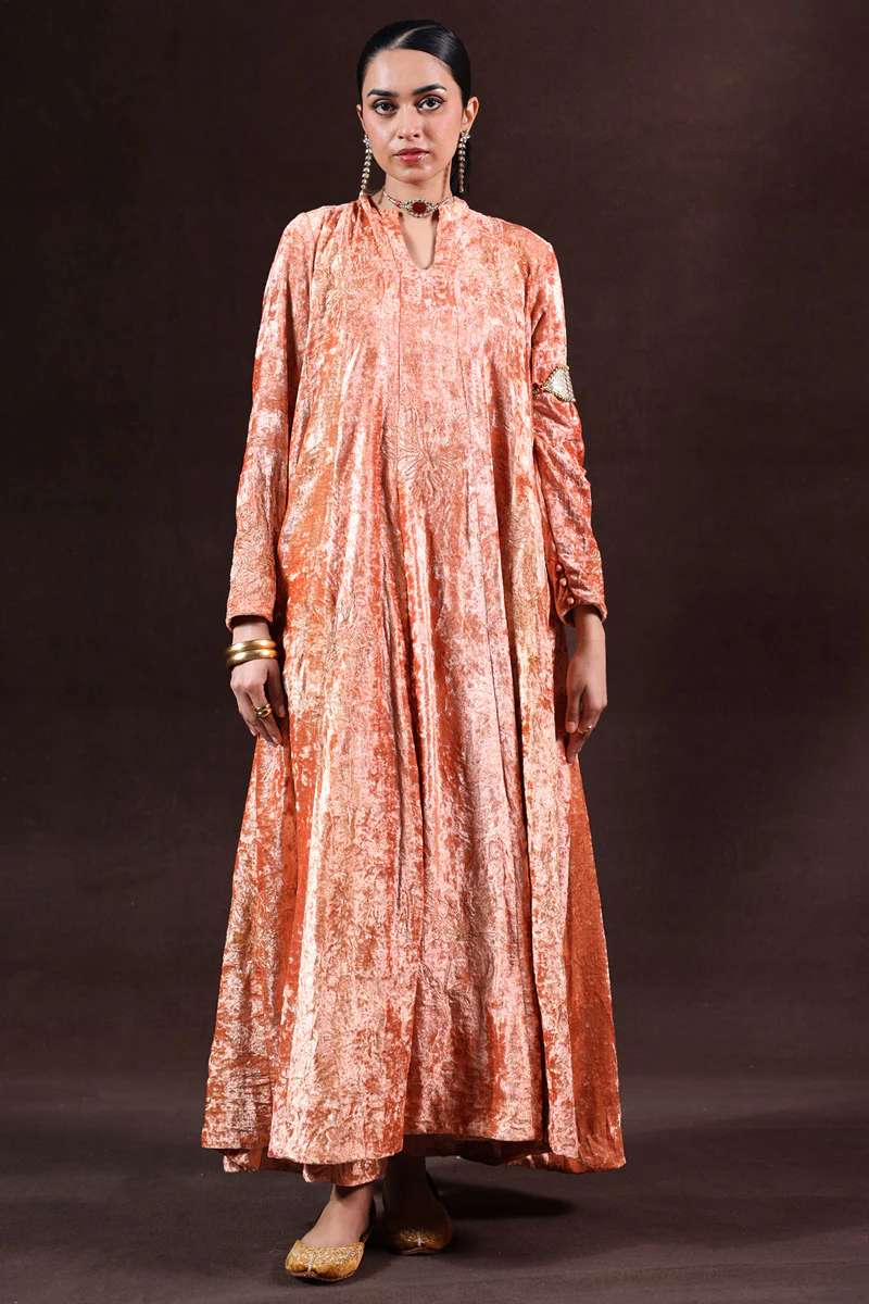 Embroidered Velvet Kalidar Set - Image 9
